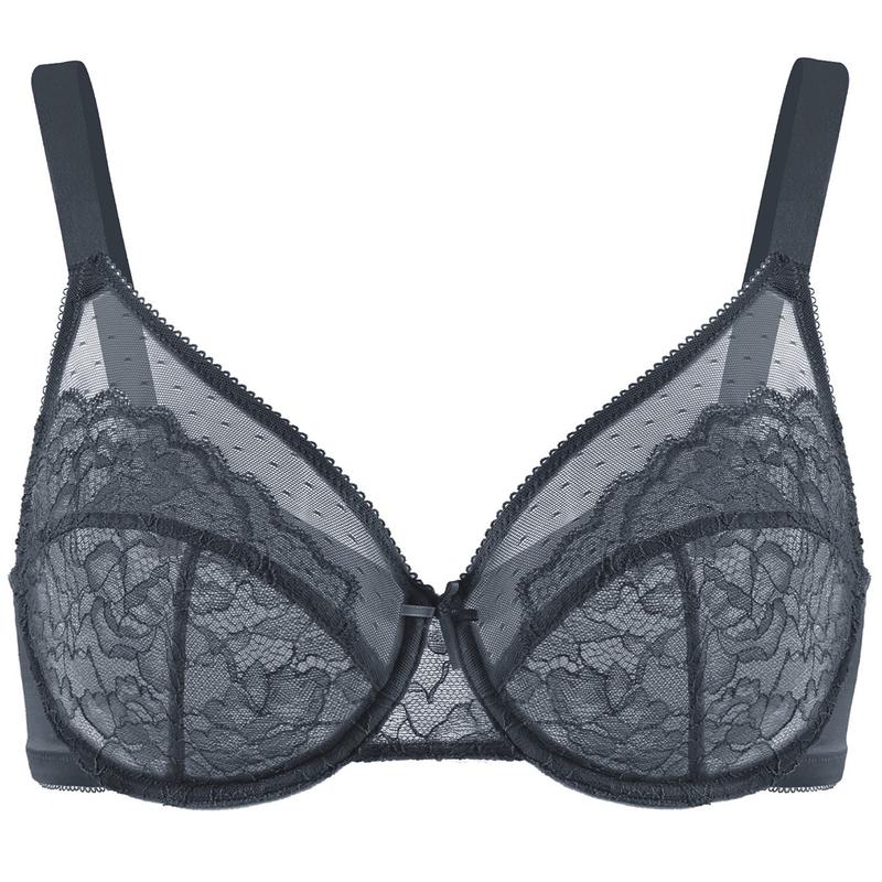 Floral Lace Plus Size Underwire Unlined Unpadded Full Coverage Bra