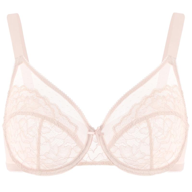 Floral Lace Plus Size Underwire Unlined Unpadded Full Coverage Bra