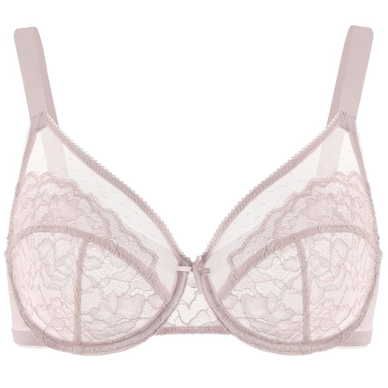 Floral Lace Plus Size Underwire Unlined Unpadded Full Coverage Bra