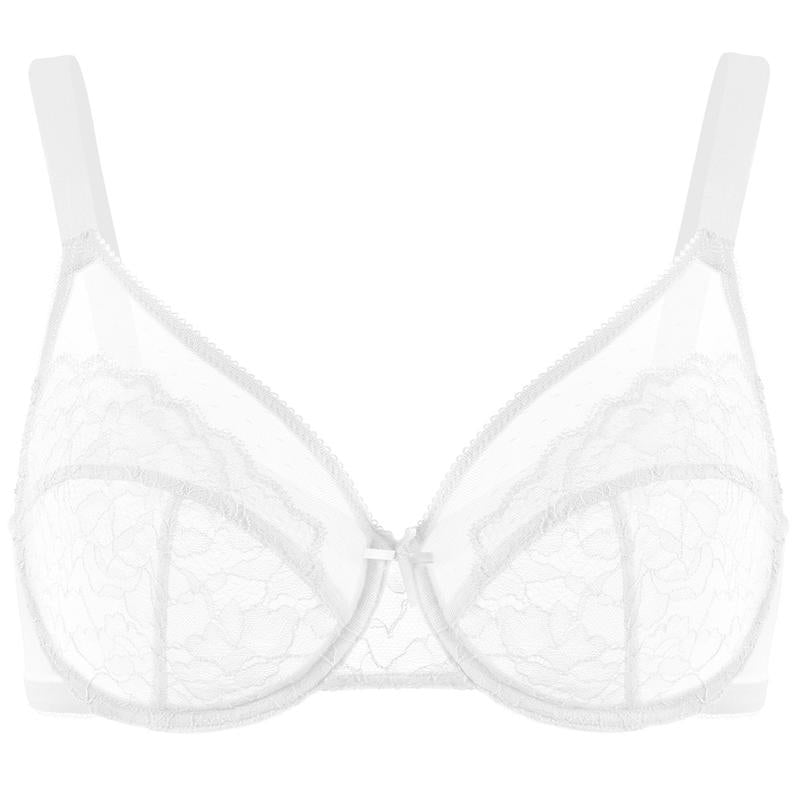 Floral Lace Plus Size Underwire Unlined Unpadded Full Coverage Bra