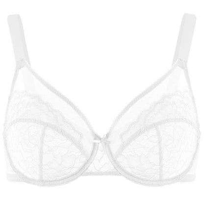 Floral Lace Plus Size Underwire Unlined Unpadded Full Coverage Bra