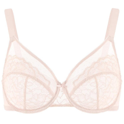 Floral Lace Plus Size Underwire Unlined Unpadded Full Coverage Bra